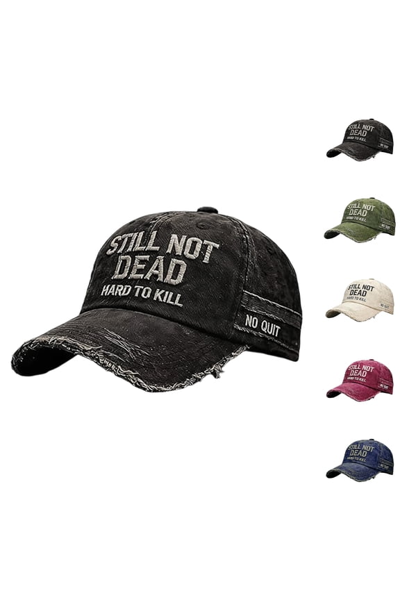 Unsex Still Not Dead Hat, Embroidered Adjustable Still Not Dead Hard to Kill Hat Distressed Baseball Caps for Humor Lover,Red (One Size)