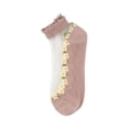 thumbnail image 1 of Bbyeadc Women Socks Floral Print Ruffle Cuff Thin Socks Mist Mesh Transparent Moisture-Wicking Sock Summer Gifts for Her Girlfriend Wife,Purple(One Size), 1 of 3