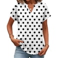 thumbnail image 1 of Bbyeadc Women's Blouses Casual Short Sleeve Collared Blouse Striped Print V-Neck Breathable Tops Casual Spring Tee,White(S), 1 of 6
