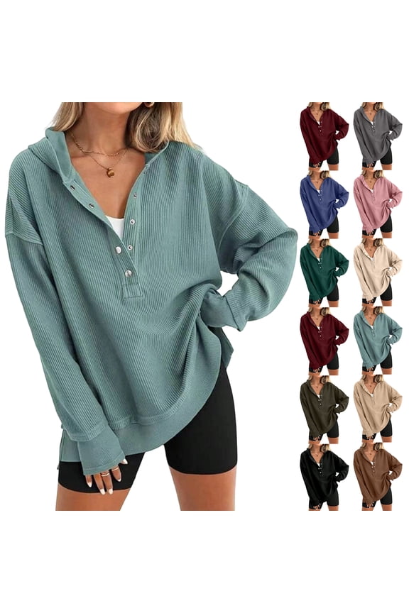 Womens Corduroy Shirts Ribbed Hooded Pullover Long Sleeve Front Pocket Vintage Texture Relaxed Fit Casual Top,Army Green(M)
