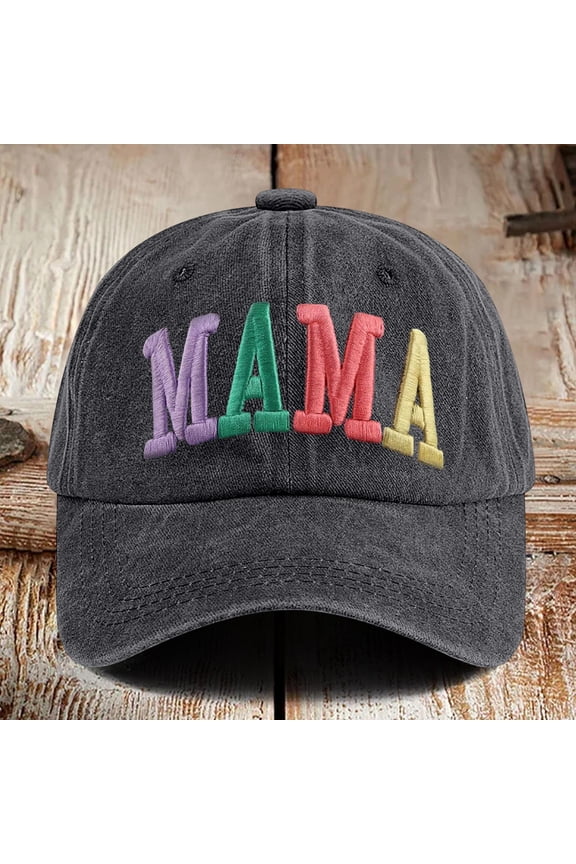 Womens Mama Trucker Hat 3d Embroidered Letter Hat Adjustable Two-Tone Trucker Hat Casual Gifts for Mothers Day,Black(One Size)