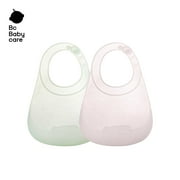 Bc Babycare Silicone Bibs for Baby, Baby Bibs for Eating, Lightweight Silicone Baby Bib with Adjustable Neck, Green and Pink (2pcs)