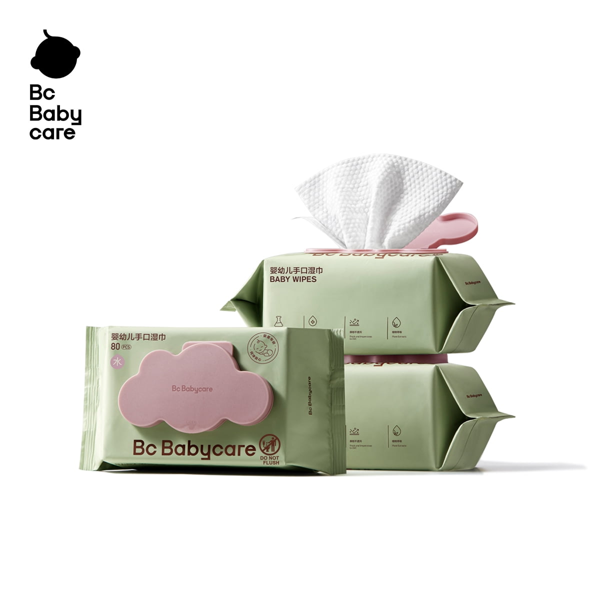 Bc Babycare Unscented Baby Wipes, 3 Pack, 80 Count