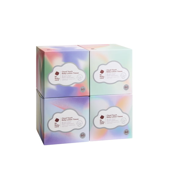 Bc Babycare Ultra Soft Facial Tissues, 4 Cube Boxes, 60Tissues per Box, 5-Ply