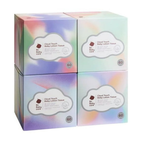 Bc Babycare Ultra Soft Facial Tissues, 4 Cube Boxes, 60Tissues per Box, 5-Ply
