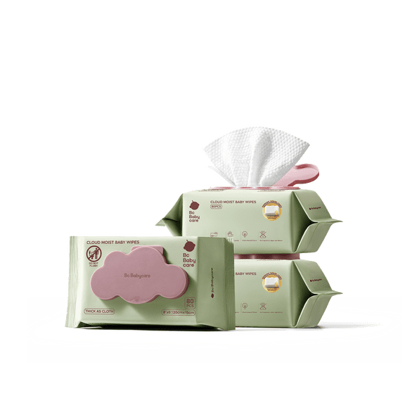 Bc Babycare Sensitive Baby Wipes Unscented, XL Extra Thick,Hypoallergenic,99% Water,240 Wipes,3 Refill Packs