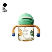 Bc Babycare Penguin Tritan Weighted Straw Sippy Cup with Handle, Leak-Proof, Screw-On Lid with Straw, Green