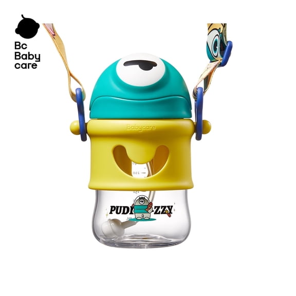 Bc Babycare Pudizzy Tritan Sippy Cup, 10.14oz with Strap, 6 Months+ Infant and Toddler, Green