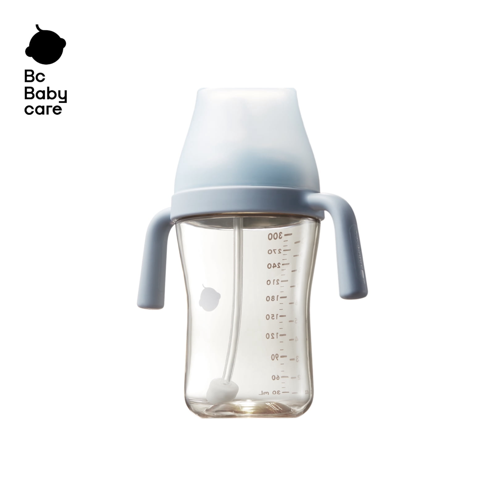 Bc Babycare Straw Cups for Toddlers 1-3, Weighted Straw Cup with Handle & Nipples, 10oz Baby Water Bottles, Blue
