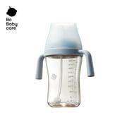 Bc Babycare Straw Cups for Toddlers 1-3, Weighted Straw Cup with Handle & Nipples, 10oz Baby Water Bottles, Blue