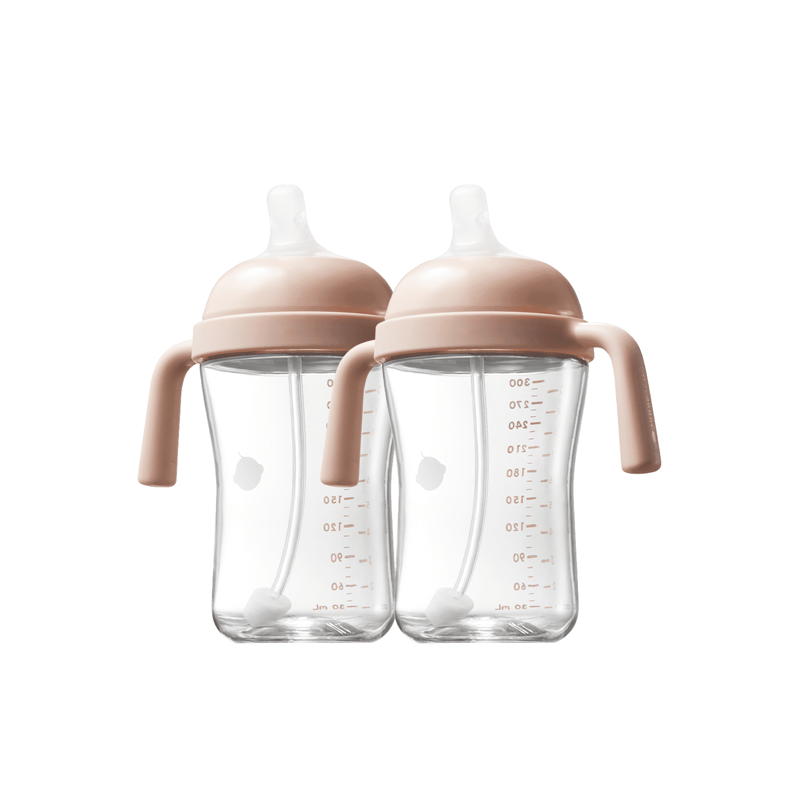 Bc Babycare Straw Cups for Toddlers 1-3, Weighted Straw Cup with Handle & Nipples, 10oz Baby Water Bottles, Pink