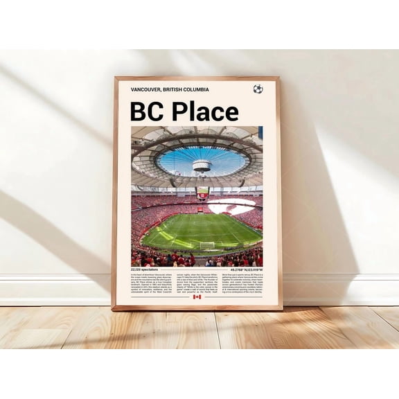 Bc Place Stadium Image Print Mid Century Modern Soccer Sports Bedrooms Minimalist Office Wall Art, Unframed Poster