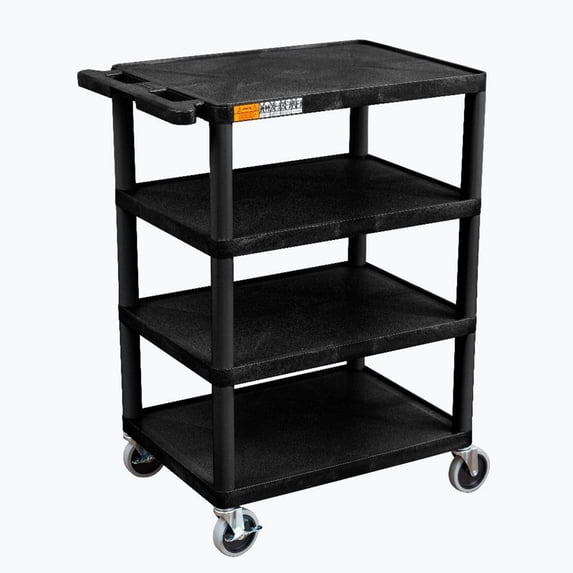 Bc45-B Four Flat-Shelf Structural Foam Plastic Cart - Black