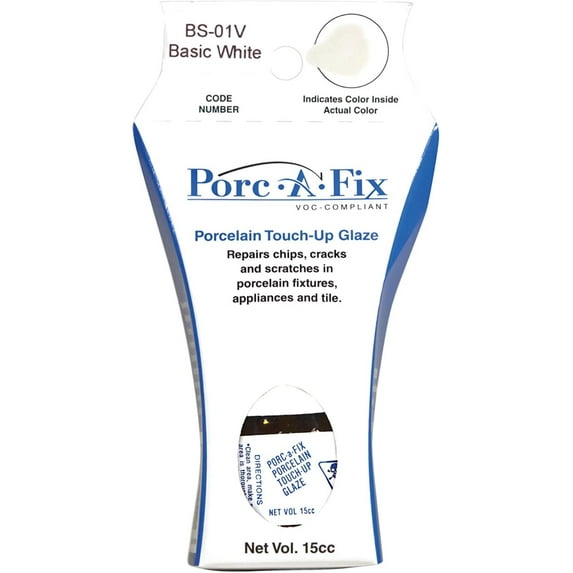 Porc-A-Fix Porcelain Touch-Up Repair Glaze Paint Kit, Basic White VOC Compliant, BS-1V (Matches Generic Bright)