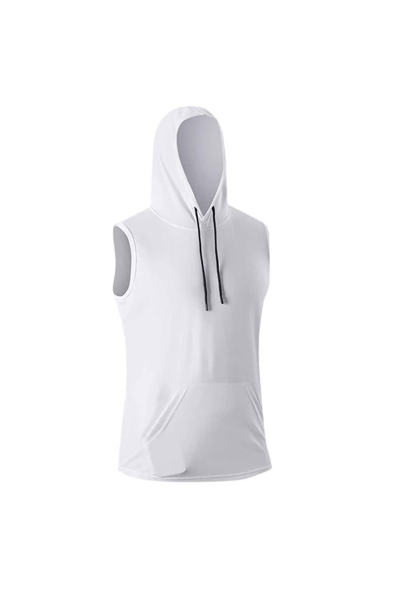 2025 Summer New Men's Fitness Hooded Sleeveless Vest Breathable Sports T Shirt Cool Mesh Design Loose Muscle Training Top Men's Sleeveless Jacket Vest