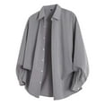 thumbnail image 1 of Bcfgryg Autumn Trend Solid Color Shirt Men's Casual Loose Tops Slim Fit Dress Shirts Men Gray, 1 of 4