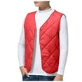 thumbnail image 1 of Bcfgryg Autumn Winter Plus Fleece Vest Coats Solid Color Warm V Neck Pockets Sleeveless Jackets Lightweight Men's Jacket For Hiking Red XXL, 1 of 3