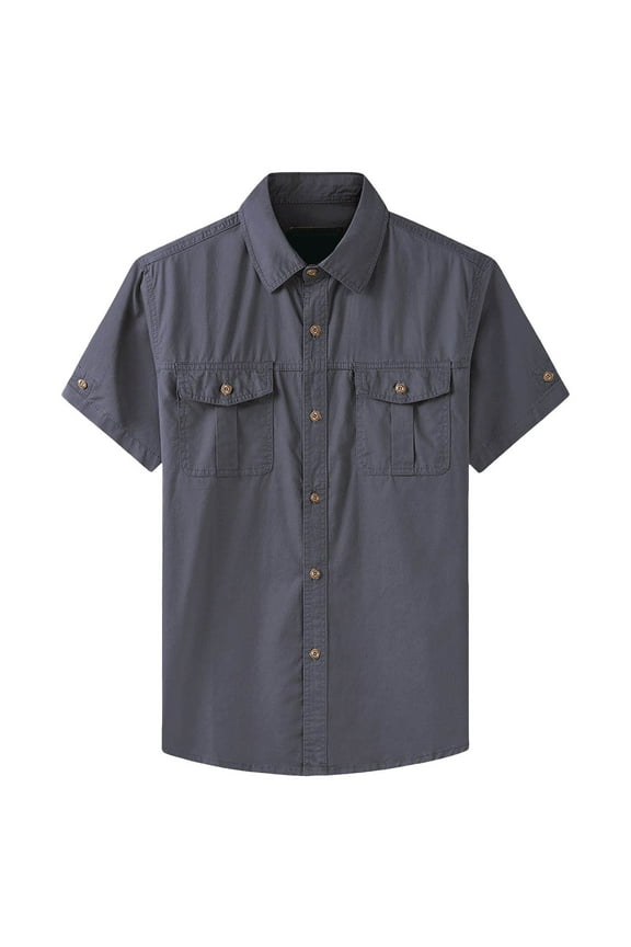 Cargo Shirts Men's Cotton Short Sleeves Casual Summer Retro Wearable Loose Men's Casual Shirts