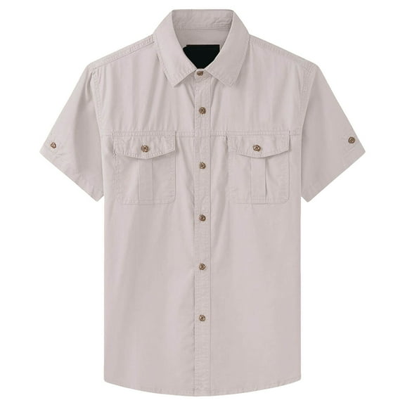 Bcfgryg Cargo Shirts Men's Cotton Short Sleeves Casual Summer Retro Wearable Loose Men's Casual Shirts