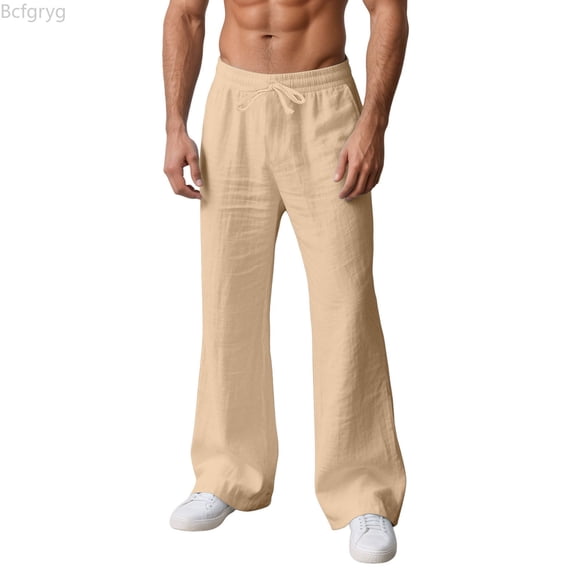 Bcfgryg Casual Flared Trousers Lightweight Year Round Comfort Relaxed Fit Jogging Wide Leg Pants For Outdoor Travel Men’s Jogger Pants Yellow XL