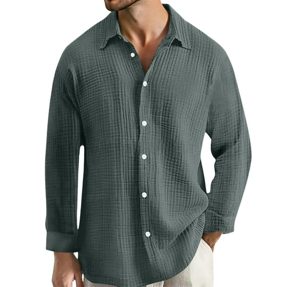 Bcfgryg Casual Men's Shirts Loose Fit Pleated Long Sleeve Shirt For Everyday Wear Men’S Dress Shirts Green