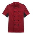 thumbnail image 1 of Bcfgryg Chefs Jacket Unisex Chefs Clothing Hotel With Long Sleeves And Contrasting Red Buttons Chefs Jacket For Men & Women Men's Linen Shirts Summer, 1 of 5