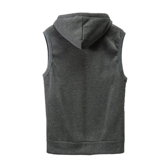 Bcfgryg Fashion Men Sleeveless Solid Hooded Waistcoat Slim Jacket Blouse Tops Shirt Mens Coats Gray M