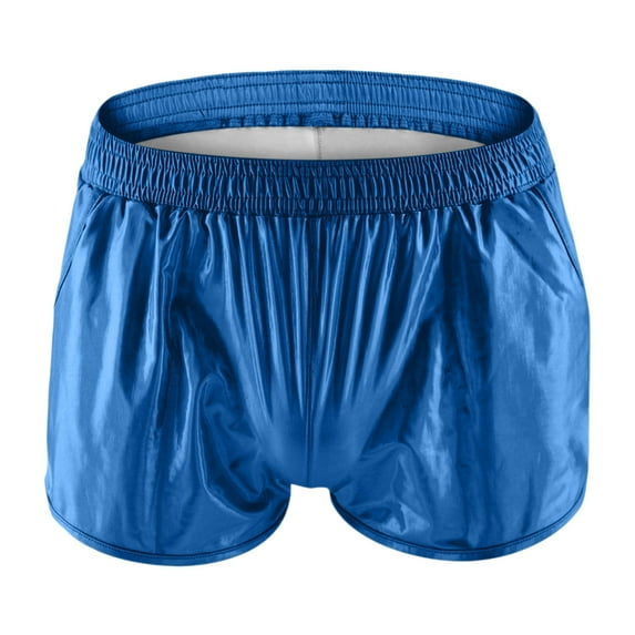 Bcfgryg Fashion Men's Shorts Summer Shiny Material Loose Comfortable Solid Color Casual Popular Shorts Cargo Shorts Men Blue L