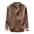 thumbnail image 1 of Bcfgryg Fashion Mens Autumn Winter Button Casual Linen And Cotton Long Sleeve Top Blouse Men Shirts Yellow, 1 of 3