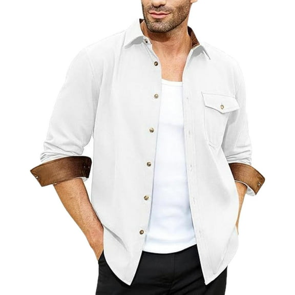 Bcfgryg Flannel Shirt For Men Long Sleeve Mens Dress Shirts Casual Button Down Shirt Big Work Shacket Jackets Big and Tall Men's Shirts