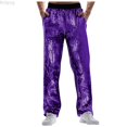 thumbnail image 1 of Bcfgryg Glitter Pants for Men's Party Dance Shiny Trouser Purple M, 1 of 3