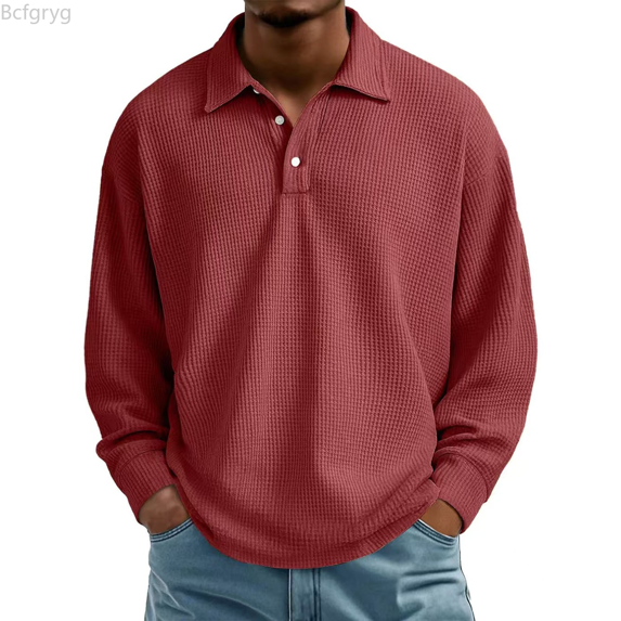 Bcfgryg Knit Shirt Modern Casual Wear Soft Comfortable Fabric Breathable Long Sleeve Top For Daily Street Style Big and Tall Shirts Red XXXL