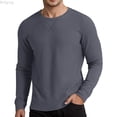 thumbnail image 1 of Bcfgryg Long Sleeve Thermal Shirt Knit Texture Base Layer Top For Fall And Winter Comfort Wear Plain T Shirts for Men Gray M, 1 of 5