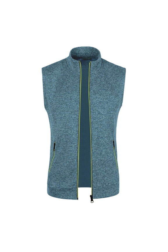 Male Autumn And Winter Bottoming Knitted Hooded Vest Solid Color Drawstring Sweatshirt Vest Coat Men's Winter Coat Blue S