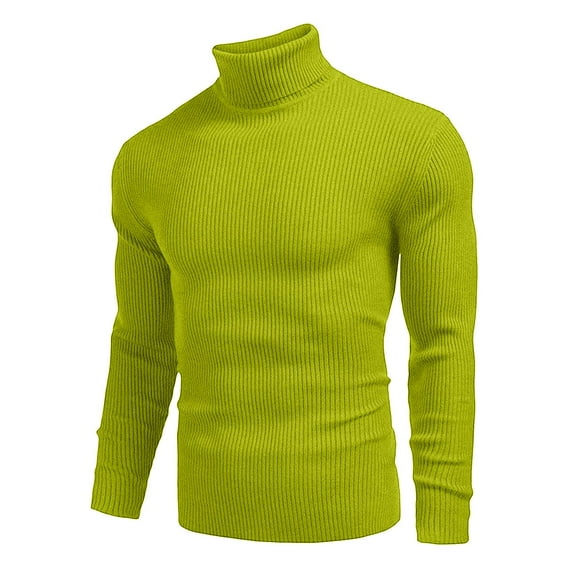 Bcfgryg Male Autumn And Winter Wool Sweater Round Neck Pullover Bottoming Shirt All Matching High Neck Top Mens Sweater Green XXXL