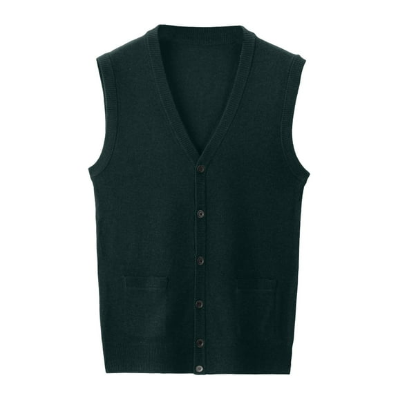 Bcfgryg Male Autumn And Winter Single Buckle Sweater Vest Vest V Neck Pure Color Wool Collarless Shirt Combined Body Type Non Hooded Vest Sweater Vest Mens Cardigans Green L