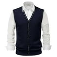 thumbnail image 1 of Bcfgryg Male Autumn And Winter Single Buckle Sweater Vest Vest V Neck Pure Color Wool Collarless Shirt Combined Body Type Non Hooded Vest Sweater Vest Vest for Men, 1 of 4