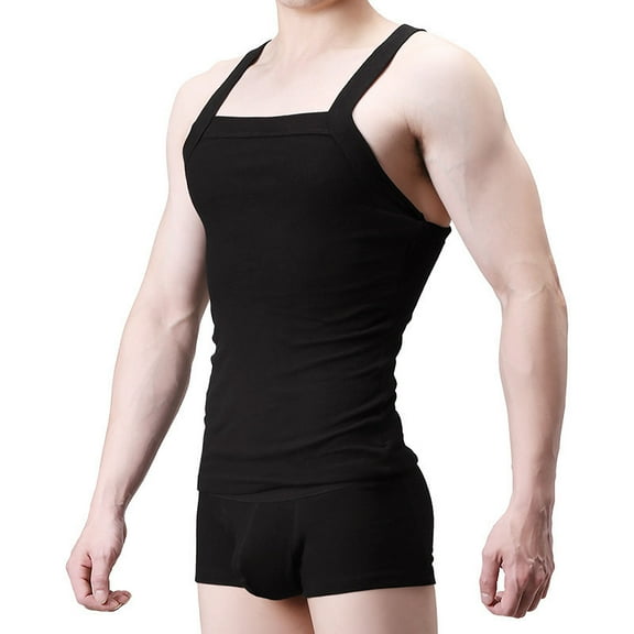 Bcfgryg Male Camisole Sleeveless Vest Solid Color Back Strap Sexy Off Shoulder Nightclub Tops Men's Sleeveless Jacket Vest