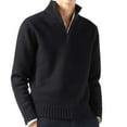 thumbnail image 1 of Bcfgryg Male Casual Simple Bottom Sweater Solid Color Warm Wool Knit Half Zip Long Sleeve Sweater Men Sweaters Black L, 1 of 4