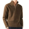 thumbnail image 1 of Bcfgryg Male Casual Simple Bottom Sweater Solid Color Warm Wool Knit Half Zip Long Sleeve Sweater Men Sweaters Brown XXL, 1 of 4