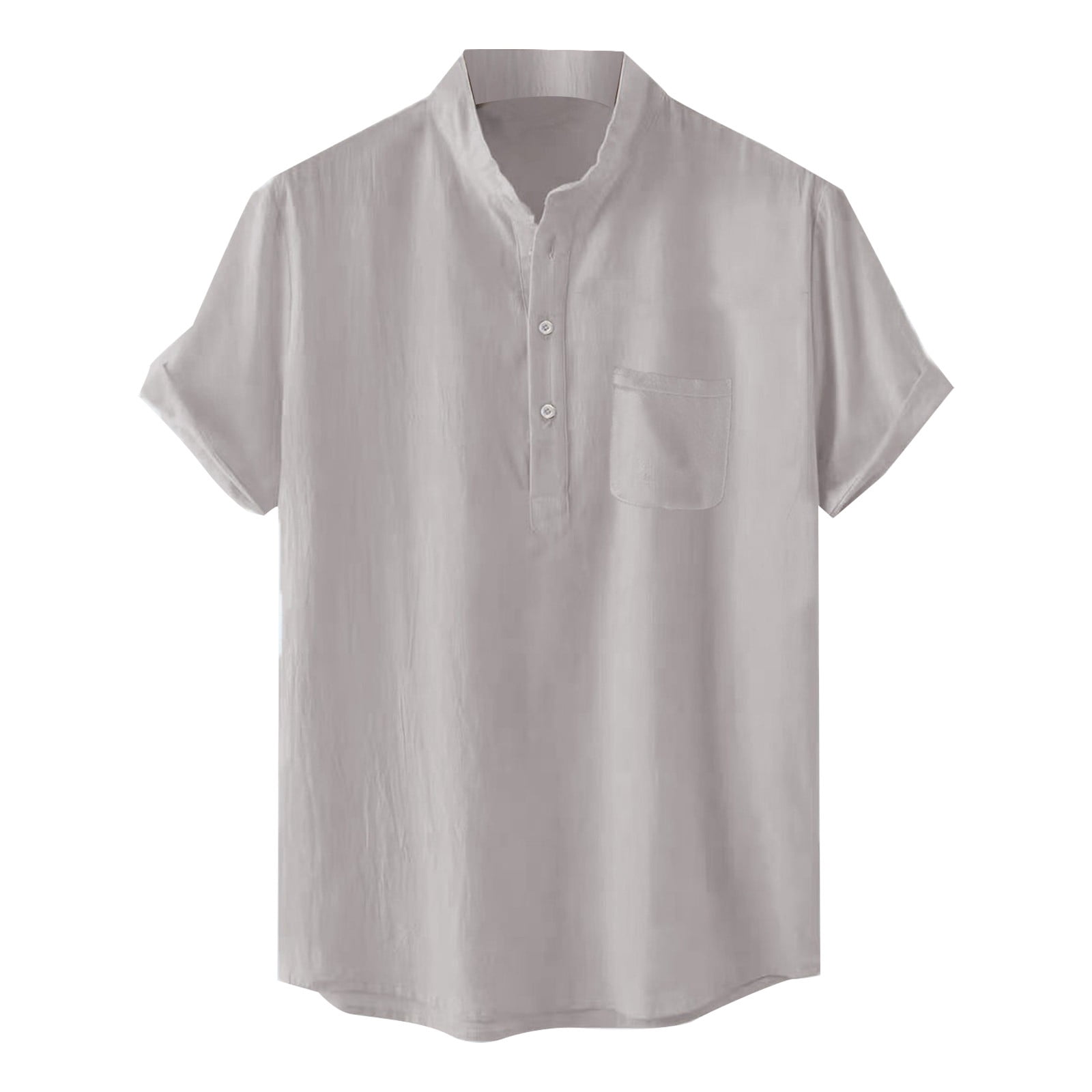 Men's Stand Collar Casual Long Sleeves Solid Colour Shirt