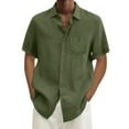 thumbnail image 1 of Bcfgryg Male Casual Solid Shirt Short Sleeve Turn Down Collar Shirt Button Formal Shirt Stretch Comfort Men's Shirts, 1 of 4