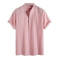 thumbnail image 1 of Bcfgryg Male Casual Stripe Shirt Short Sleeve Stand Collar Shirt Blouse Tops Men's Casual Shirts, 1 of 5