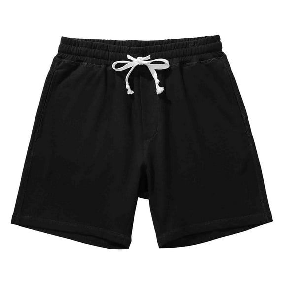 Bcfgryg Male Cotton Spring Summer Shorts Solid Color Tie Pocket Breathable Sweatpants Men's Shorts Black L