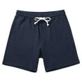 thumbnail image 1 of Bcfgryg Male Cotton Spring Summer Shorts Solid Color Tie Pocket Breathable Sweatpants Men's Shorts Navy L, 1 of 5