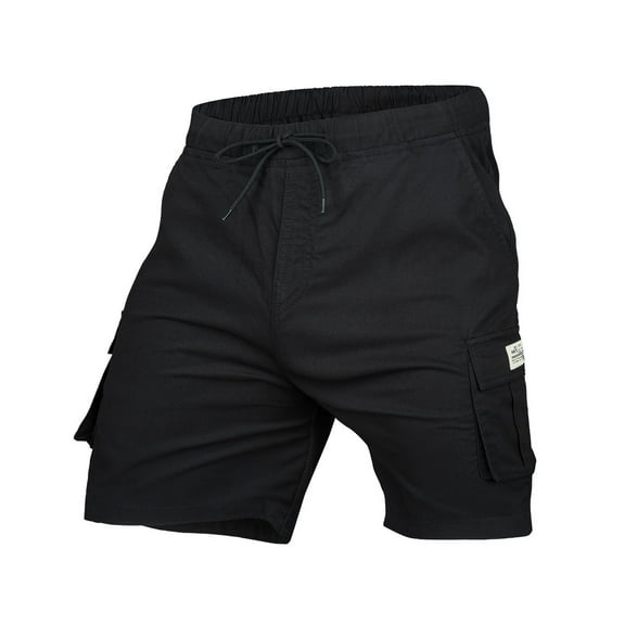 Bcfgryg Male Drawstring Plus Size Summer Shorts Pockets Cargo Pants Khaki Shorts Men Black XXL