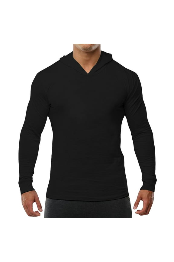 Male Fashion Athletic Hoodie Workout Pullover Sport Solid Color Sweatshirt Plain T-shirts Men