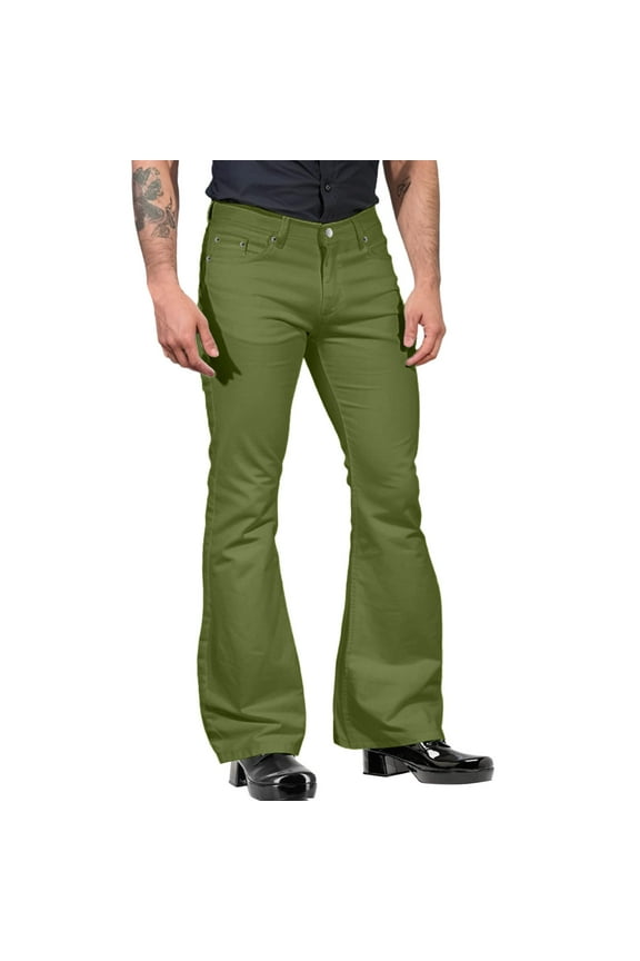Male Fashion Casual Solid Color Pocket Suit Pant Bell Bottoms Casual Pants Big And Tall Men's Casual Pants