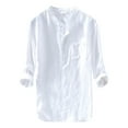 thumbnail image 1 of Bcfgryg Male Long Blouse Button Shirt Linen Soild Color Causal Top Linen Loose Blouse Shirt Men's Slim Fit Dress Shirts, 1 of 5