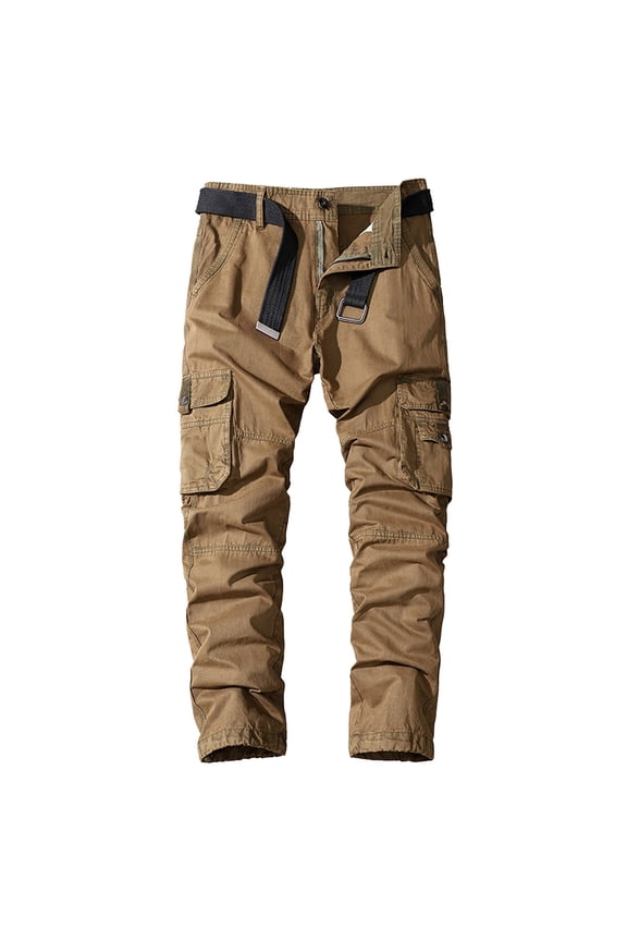 Male Pure Casual Pants Work Pants Pocket Straight Leg Pants Work Pants for Men